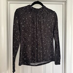 Ann Taylor Ruffled Collar Long Sleeve Shirt